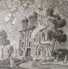 The sketch for the painting \"Chaine Ryazan Kremlin\" 35x35 cm, paper, graphite pencil, 2015-2016. Sketch entirely.