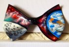 \"Cosmos\", oil painting on a bow tie made of a unique ebony breed.