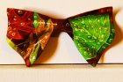\"Autumn\", oil painting on a bow tie made of a unique breed of mahogany.