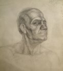 Drawing of a head of the elderly man. Paper, graphitic pencil. 61x43, 1996.