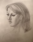 Sketch to a picture «Sozertsatelnost. Oksana\'s portrait». Paper, graphitic pencil. 47.5x36.5, 2006.