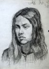 Alla Malinovskaya. A portrait sketch. Paper, coal. 42x30, 1995.