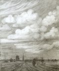 Эскиз к картине «Небо над Рязанью». Бумага, графитный карандаш. 18,5х15,3см, 2002г.с.