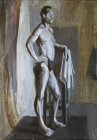 Naked man. Staged model. Grisaille. 80х58 cm, oil on canvas. 1995.