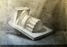 Рисунок колонны Дорического ордера. Гипсовый слепок. 50х70 см, бумага, графитный карандаш. 1994 г.с.