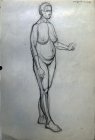 Sketch of a nude female model. 50х35 cm, paper, graphite pencil. 1995.
