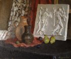 Still life with a plaster frieze and pears. 50х60sm, canvas, oil. 1996.