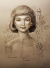 Graphic drawing \"Poet-writer Svetlana Klyga\", paper, graphite pencil, 43x30.7 cm, 2022.