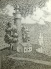 Эскиз к картине \"Маяк/Сторожевая башня\", 32х24 см, бумага, графитный карандаш, 2017 г.с.