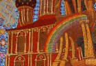 Window of the Assumption Cathedral, rainbow, columns dancing bell tower. Detail of the painting \"To Chaine of the Ryazan Kremlin\"