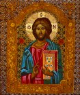 \"Jesus Christ - Savior of the world\", 31x26 cm, wood, oil, gesso, pavoloka, 2018-2019.