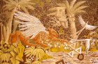 Триптих «Саванна». 2007:  Лев, пугающий птиц. 35x55 бум/акр