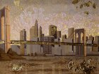 Квадриптих «Мой Нью-Йорк». 2011:  Небо над Манхэттеном.  53x40 х/м/золотая поталь 