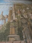 Tower of the Elves. Detail of the mural \" Elven city.\" Wall number 2 . 