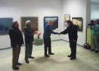 Alexey Akindinov\'s rewarding with the Diploma. At the left – to the right: The chairman of the board of the Ryazan office of the Union of artists of Russia, the Honored artist of Russia – Alexey Anisimov, 