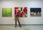 Elena Gontarenko at his tapestries. The opening of the Jubilee Regional Art Exhibition \"Autumn - 2015\", dedicated to the 75th anniversary of the Ryazan branch of the Union of Artists of Russia. 
