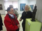 Sculptor - Boris Gorbunov and painter - Valentin Chavkin at the works by Boris Semenovich \"Artist\" (Valentin Chavkin). The opening of the Jubilee Regional Art Exhibition \"Autumn - 2015\", 