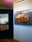 On the right – Alexey Akindinov\'s picture \"Chernobyl. The last day of Pripyat\", at the left – a fragment of a picture of the Honored artist of Chuvashia, the participant of recovery from the accident on the Chernobyl NPP – Valeriy Bobkov. 