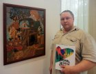 Alexey Akindinov at the picture \"Stop \"The Ryazan patterns\". Opening of the art project \"Ryazan I Love You!\" Ryazan state regional puppet theater, on August 31, 2016. The action is dated for \"City Day\".