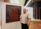 Alexey Akindinov at the picture \"To Shene of the Ryazan Kremlin\". Opening of the art project \"Ryazan I Love You!\" Ryazan state regional puppet theater, on August 31, 2016. The action is dated for \"City Day\".