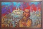 Vladislav Efremov\'s picture \"Mikhail Saltykov-Shchedrin\". Opening of the art project \"Ryazan I Love You!\" Ryazan state regional puppet theater, on August 31, 2016. The action is dated for \"City Day\".