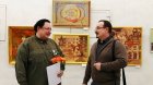 Alexey Akindinov with the Chairman of the Ryazan branch of the Creative Union of Artists of Russia. Opening of Alexey Akindinov\'s personal exhibition \"Ornamental Reality\". Art Gallery \"Prio-Vneshtorgbank\", Ryazan.