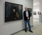 The honored artist of Russia – Vasily Nikolaev at the picture. The Spring 2015 exhibition devoted to the 70 anniversary of the Victory over fascism. Showroom of the Union of artists of Russia, Ryazan. April 23. Russia.