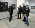 At the left – the artist Victor Grusho-Novitsky against the pictures (small), in the center – the artist Nikolay Roslyakov. The Spring 2015 exhibition devoted to the 70 anniversary of the Victory over fascism.