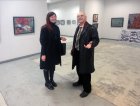 Boris Dontsov (the author of the song \"Ryazan My City Favourite\") and the amateur artist – Irina. Opening of the reporting Regional art exhibition \"Spring of 2016\". April 1, 2016. Showroom of the Union of artists of Russia, Ryazan.