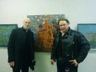 Artists – Victor Korsakov (Akindinov\'s teacher (at the left) and Alexey Akindinov at Alexey\'s picture. Opening of the reporting Regional art exhibition \"Spring of 2016\". April 1, 2016. Showroom of the Union of artists of Russia, Ryazan.