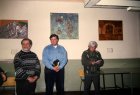 At opening of an exhibition of Akindinov in Museum of local lore, in Sasovo. 2003. At the left - Anatoly G. Larjunin, a member of the Union of artists of Russia, in the centre – Alexey Akindinov, on the right – Vladimir Homjakov, a member of the Unio