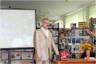 Valentine Bayukansky at the presentation of his book \"Messages from the Looking-Glass.\" 