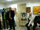 At left - to right: artist Vlad Efremov, the director of Art salon \"Palette\" Michael V. Antonov, a portrait of Anastasiya Kolskaya, photo-artist Alexander Korolyov and poet Alexey Kolchev.