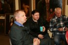 Traditional tea drinking. From left to right, artists: Andrey Mironov and Alexey Akindinov. Art gallery of Andrei Mironov. Meeting the audience with the artist Alexei Akindinov \" Patterns in the horizon.\" April 14, 2018 Creative club \"for the soul\", 