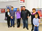 Alexei Akindinov, participants and guests of the exhibition \"Inspiration by Ornament\" at Alexei\'s paintings. Lyubertsy Art Gallery of the Museum and Exhibition Complex, February 4, 2023 Moscow.