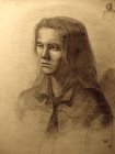 Production drawing «Lyudmila\'s Portrait». Paper, graphitic pencil. 61x43, 1995.