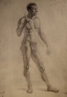 Drawing of man\'s model. Paper, graphitic pencil. 61x43, 1998.