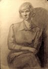Рисунок «Сидящая девушка». Бумага, графитный карандаш. 61х43см, 1994г.с.