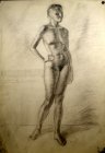 The standing naked girl. Paper, graphitic pencil. 61x43, 1998.