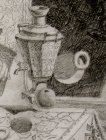Samovar, apple, steering-wheel, the Moon (and simultaneously cheese). A sketch fragment to a picture «Gagarin\'s Breakfast».