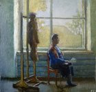 Woman in autumn window. Staged thematic model. 75х81 cm, oil on canvas. 1995.