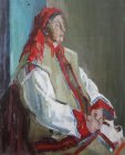 Woman in Russian national costume. Staged thematic model. 80х68 cm, oil on canvas. 1996.
