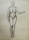 Sketch standing nude female model. 50х35 cm, paper, graphite pencil. 1995.