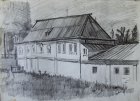 Consistorial house. Ryazan Kremlin. Plein air drawing. 30x42 cm, paper, graphite pencil. 1995.
