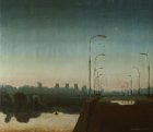 Вид на Рязань с моста через Оку. Вечер. 60х80см, холст, масло, 1994 г.с.
