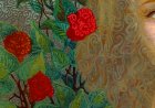 Fragment of the painting \"Rose fairy\", 70.3x52.4 cm, oil on canvas, 2021.