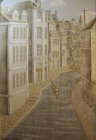 Fragment of wall painting - Cityscape \"Prague number 2.\" The middle part.