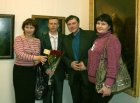 At Andrey Mironov\'s exhibition. At the left-to the right: Ljubov Kantarzhi, Andrey Mironov, Alexey Akindinov, Elena Gorjacheva.