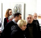 In the background - journalist - Olga Milovzorova and artist - Valenin Chavkin. In the foreground: the artists Vasily I. Koldin, Vladimir Janaki - Board member of Union of Artists, journalist and artist - Elena Koreneva.