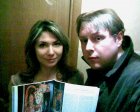 Journalist Zoe Mozalyova and Alexey Akindinov with the published magazine «Russian Mir.Ru». November 2010.